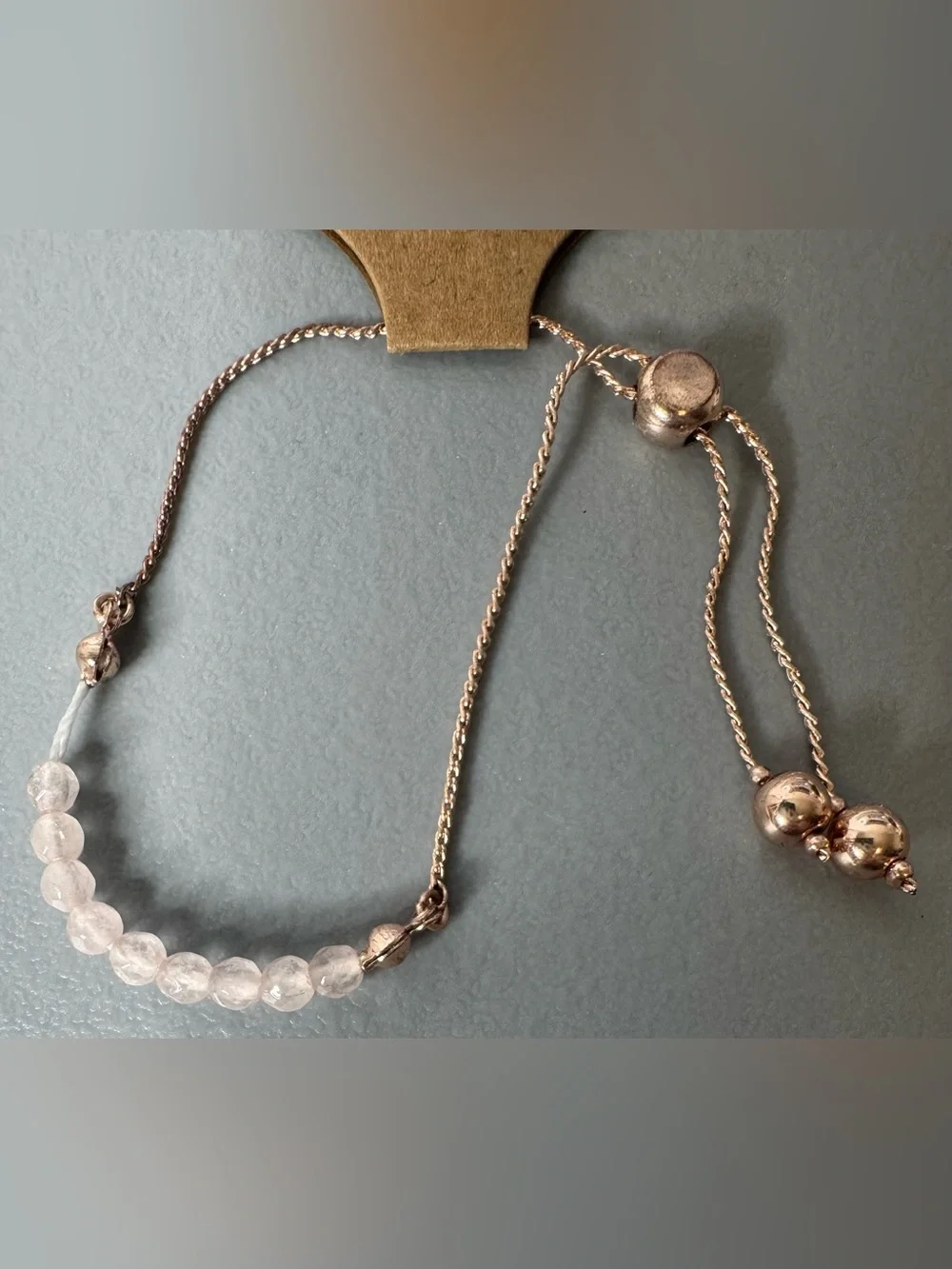 Rose Quartz Beaded Slider Bracelet - Women Jewelry